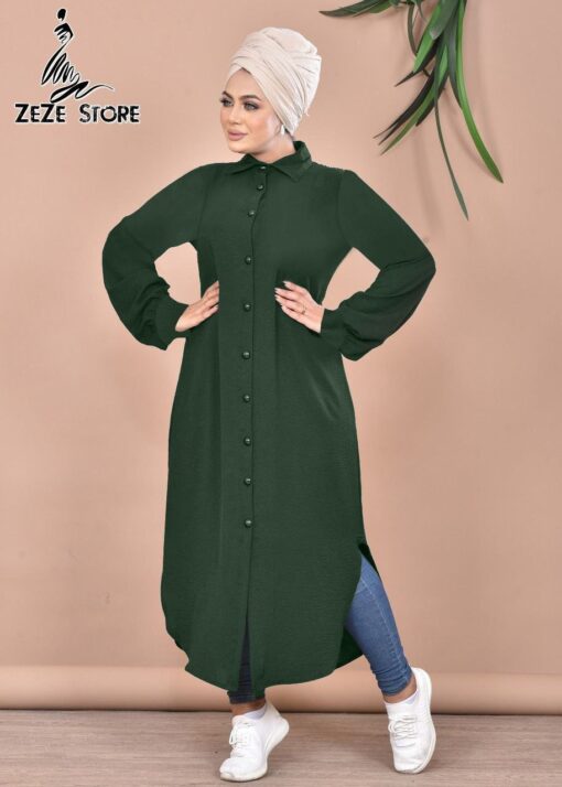 ⁦شيميز طويل بزراير رقيق وعملي⁩ - الصورة ⁦3⁩
