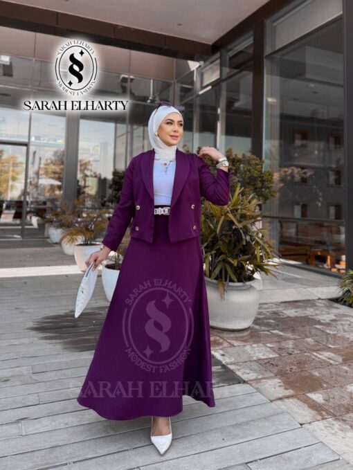 ⁦طقم فورمال جيبه كلوش وبليزر روزالين قصير⁩ - الصورة ⁦3⁩