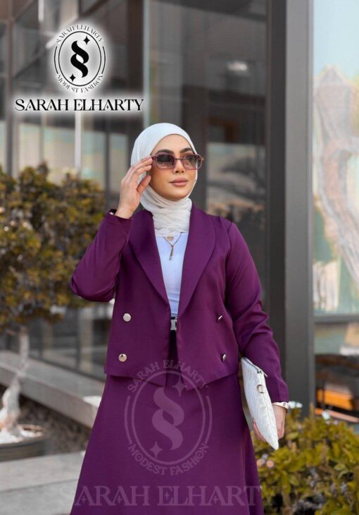 ⁦طقم فورمال جيبه كلوش وبليزر روزالين قصير⁩ - الصورة ⁦8⁩