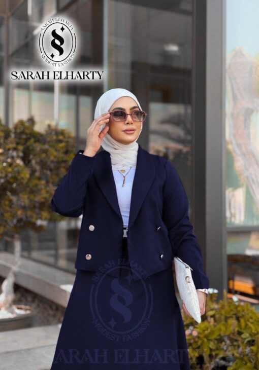 ⁦طقم فورمال جيبه كلوش وبليزر روزالين قصير⁩ - الصورة ⁦5⁩